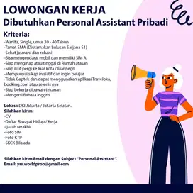 Lowongan Personal Assistant Pribadi Khusus Wanita