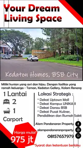 Ready Rumah 1LT Kedaton Homes BSB City Dijual Cepat