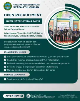 Lowongan Guru Matematika & IPA