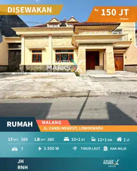 Disewakan Rumah Strategis Selangkah dari Suhat di Candi Mendut Malang