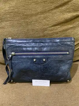 Clucth balenciaga navy leather original net price termurah