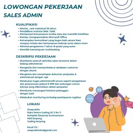 Lowongan Kerja Sales Admin