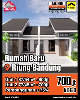 2 Unit Rumah Baru Riung Bandung Progress Bangunan 70 persen