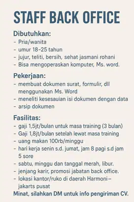 Loker STAFF BACK OFFICE