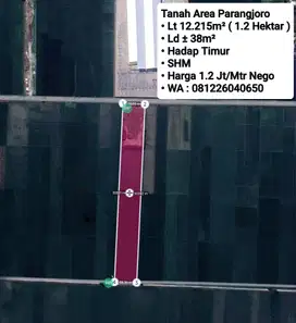 Jual Tanah Siap Bangun Area Parangjoro 1.2 Hektar, Dekat Pasar Telukan
