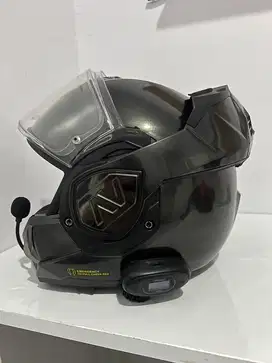 Jual helm LS2 advantage modular flip back warna dark chrome titanium