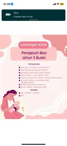 Pengasuh bayi (Baby Sitter) 3 bulan