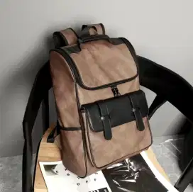Tas Ransel Kulit Pria Backpack HOOK KHAKI