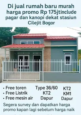 Di jual rumah murah baru harga promo dekat stasiun Cilejit Bogor