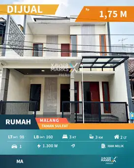 Dijual Rumah Baru, Premium di Perumahan Taman Sulfat, Malang