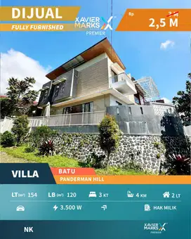 Dijual Villa Panderman Hill View Istimewa + Swimming Pool Di Kota Batu