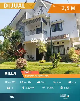 DIJUAL CEPAT VILLA CANTIK + KOLAM RENANG DI KUSUMA AGRO, KOTA BATU