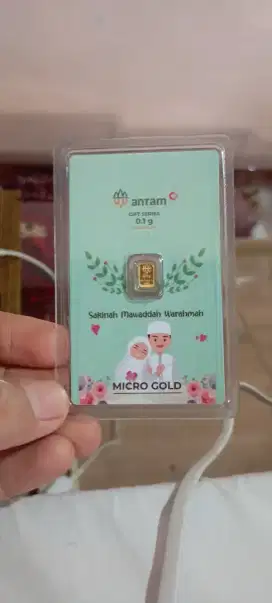 Logam mulia 0.1 gr edisi ucapan happy wedding