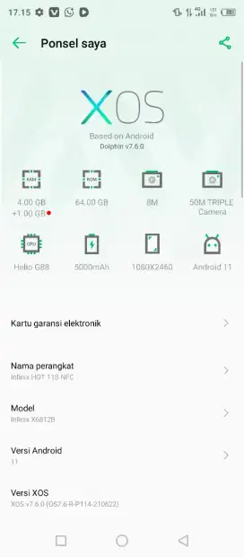 Jual hf Infinix hot 11s nfc batangan