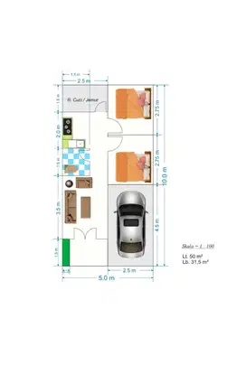 Rumah kamar 2 rawakalong
