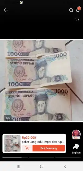 Uang  tahun lama, seribu rupiah