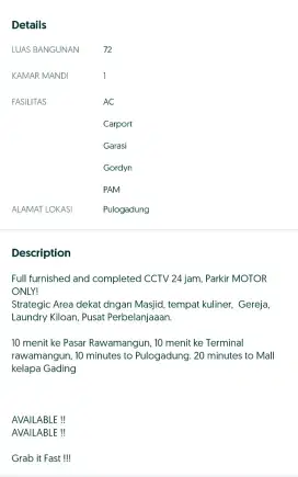 DIJUAL KOS 8 KAMAR FULL FURNISHED