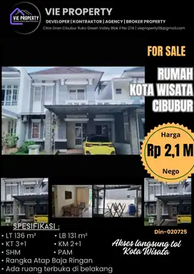 Rumah siap huni kota wisata cibubur hanya 7 menit ke pintu tol