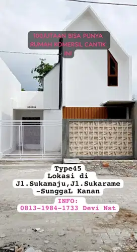 100JUTAAN SAJA SUDAH PUNYA RUMAH KOMERSIL INI