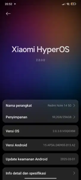 Dijual xiaomi redmi note 14 5G 8/256