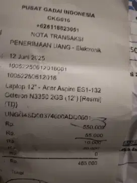 Laptop acer ram 2 GB