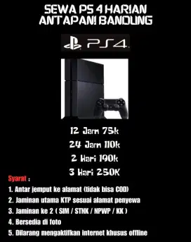 Sewa PS4 harian Antapani Bandung.