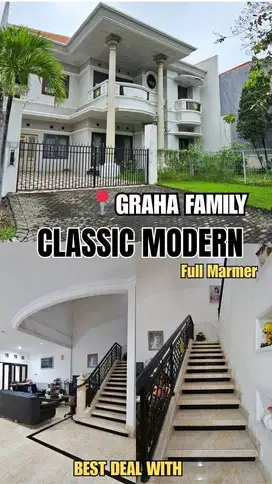 Dijual Rumah Klasik Modern Full Marmer Graha Family Surabaya Barat