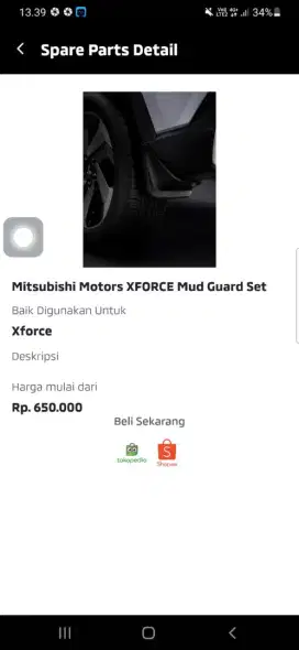 Sparepart/asesoris Mitsubishi Xforce original murah
