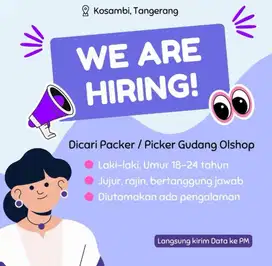 Dicari Staff Gudang Olshop