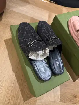 gucci princetown denim slippers size 38