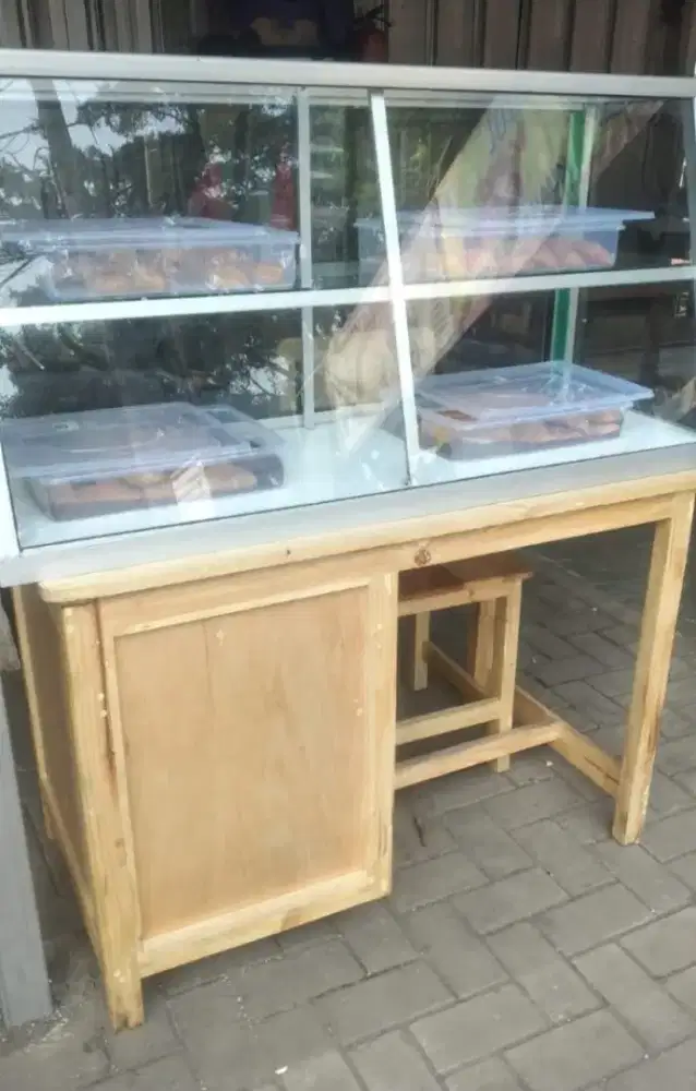 SET MEJA KAYU JUALAN SERBAGUNA