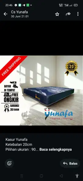 kasur busa yunafa diskon 50 persen