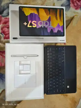 Tab samsung s7+ galaxy tab s7 plus 8/256 dengan keyboard ori trackpad