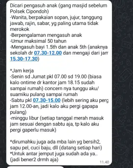 Di cari pengasuh bayi