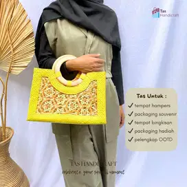 Tas Anyaman Handle Kayu | Tas Souvenir Hampers Anyaman Termurah