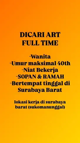 LOWONGAN ART FULL TIME