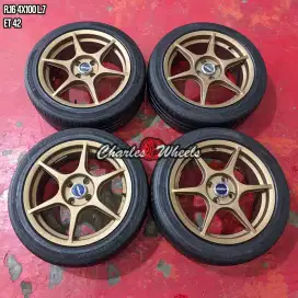 Jual velg + ban p1 r16 4x100 bronze jazz sigra calya datsun yaris dll