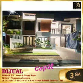 DIJUAL RUMAH 2½ Lantai di Graha Raya Bintaro - Tangerang Selatan.
