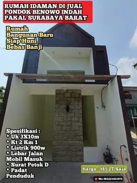 Jual Rumah Pondok Benowo Indah Pakal Surabaya Rumah Baru Siap Huni