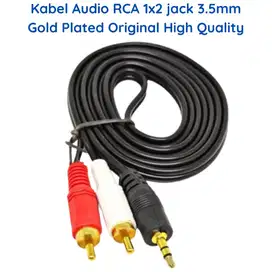 Kabel AUX Audio 3.5mm to RCA High Quality Warna Hitam Original 135cm