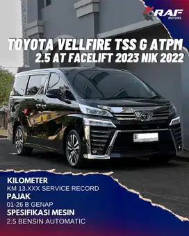 Toyota Vellfire FACELIFT 2.5 G Atpm 2023 Nik 2022 Hitam AT