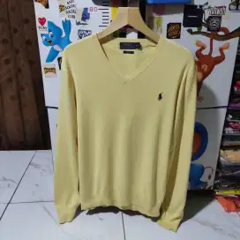Knitwear Rajut Polo Ralph Lauren V-Neck Mens Yellow colour Size M