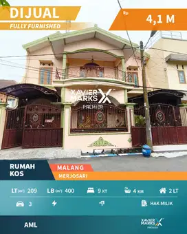 Dijual Rumah Kos Furnish Dekat Berbagai Kampus di Merjosari Malang