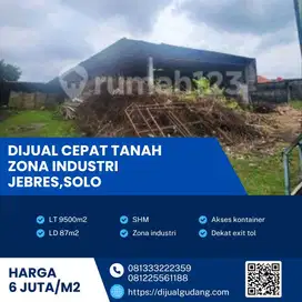 Dijual Cepat! Tanah Industri 9500m² di Jebres Solo SHM, Zona Industri