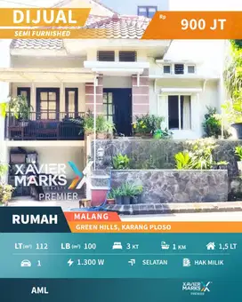 Dijual Rumah Semi Furnish Super Nyaman di Green Hills Malang