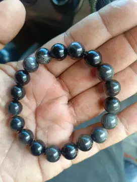 Gelang batu silver obsidian HQ