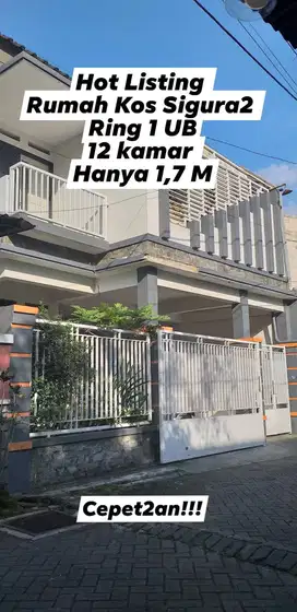 Dijual Rumah Kos Sigura2 Dekat Kampus UB Malang