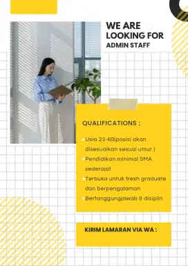 Di butuhkan admin dan CS area surabaya pusat