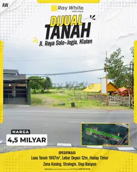 Dijual Tanah Zona Kuning Di Jalan Solo Jogja Kawasan Industri