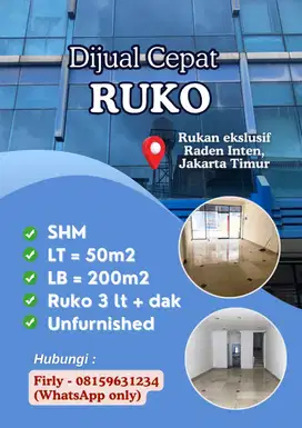 DIJUAL CEPAT RUKAN DI RADEN INTEN